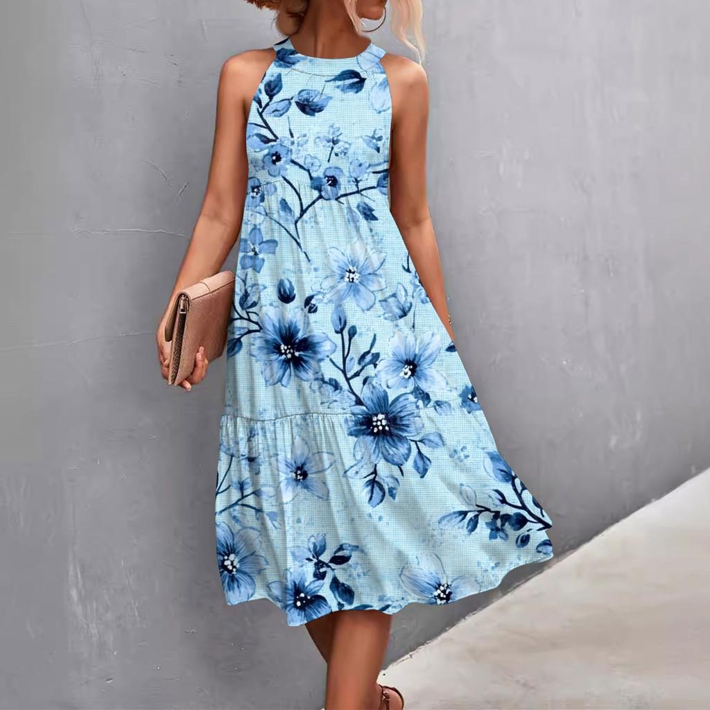 Женские летние платья без рукавов с принтом ко Дню святого Валентина, свободные, повседневные, с висячим вырезом, пляжные платья