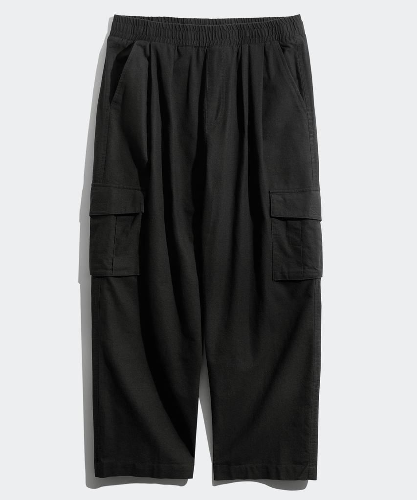 PERSTEP Cool Mix Wide Linen-Like Cargo Long Pants Black Smlp4561