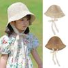 Spring Summer Children Straw Hats Outdoor Baby Sun Hat Trendy Lace Ribbon Straw Hat  for Kids