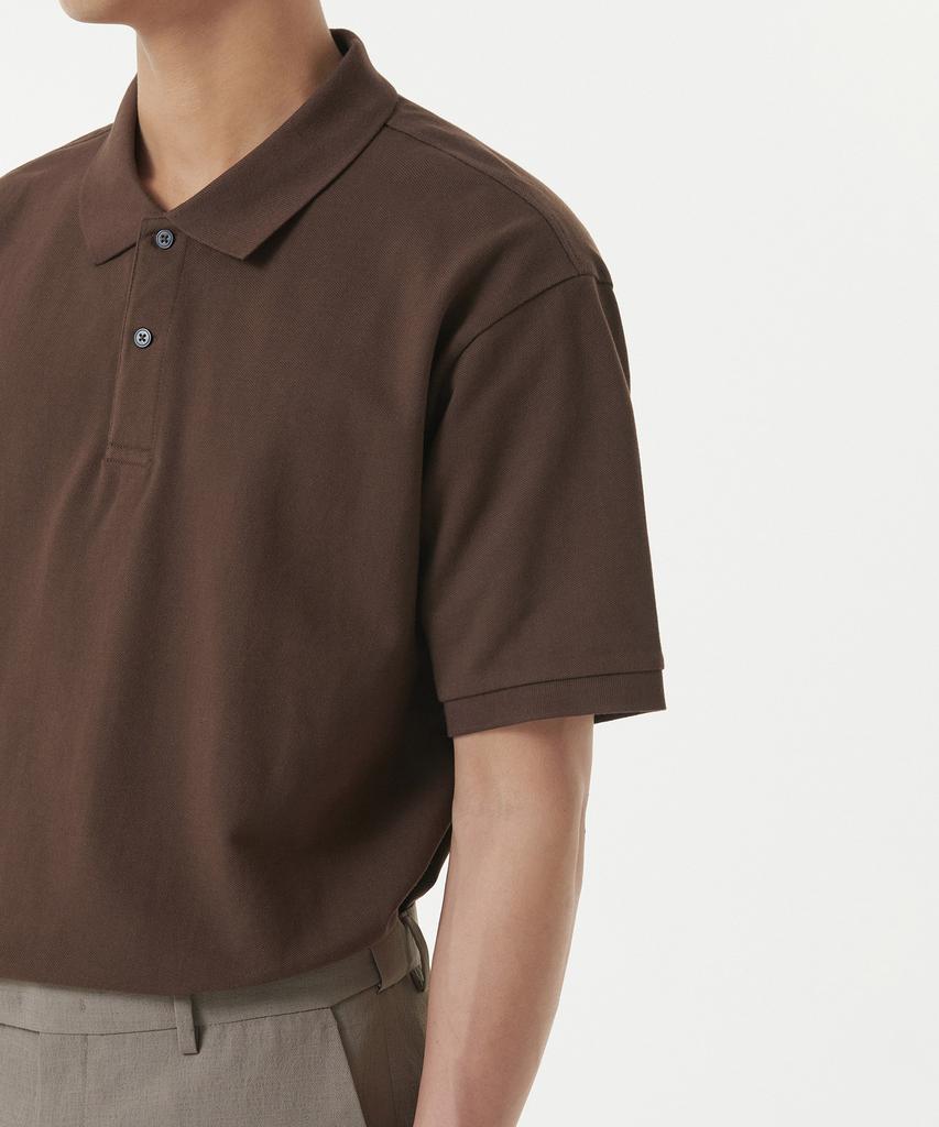 MUSINSA STANDARD Relaxed Fit Pique Polo Shirt [Baroque Brown]