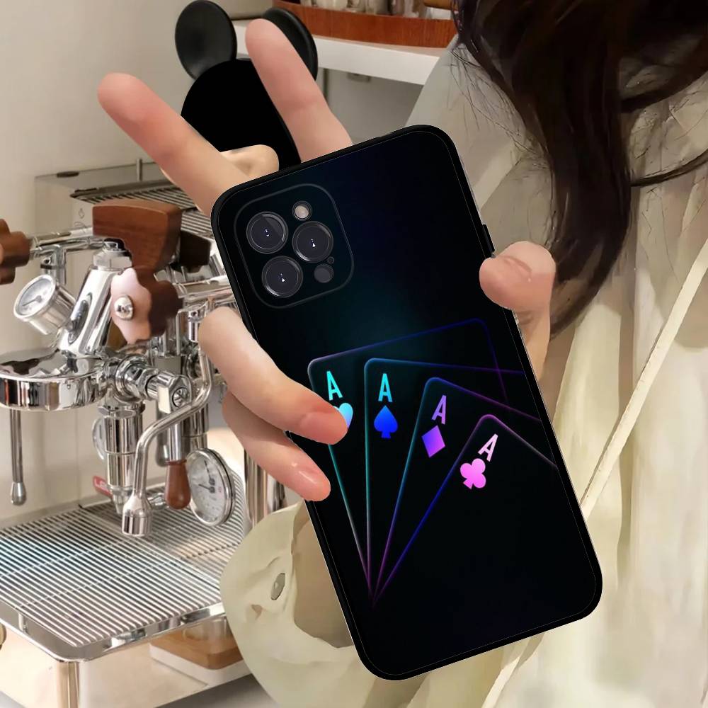 Poker Pattern Game Soft Back Phone Cover Case For IPhone 17 16 Pro Max 15 12 11 16e 13 Mini 14 15 Plus