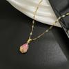 Copper-Plated Gold Pendant with Micro-Inlaid Zircon Water Drop Necklace - High-End Luxury Jewelry Piece