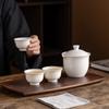 Suet Jade Porcelain Light Luxury One Pot Three Cups Outdoor Portable Travel Kung Fu Tea Set High-end Business Commemorative Gifts