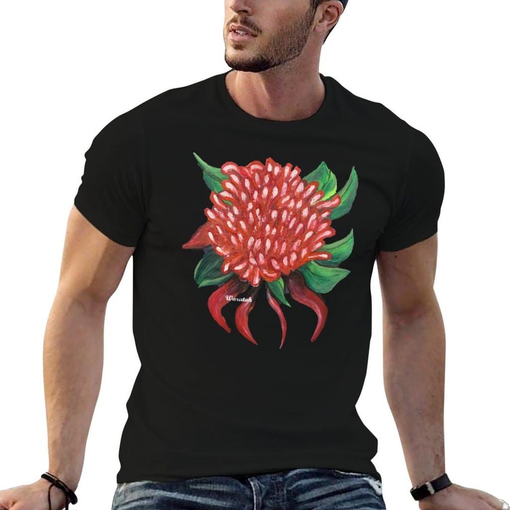 Australian Native Waratah Flower TShirt Basic Lightweight Short Sleeve Tee