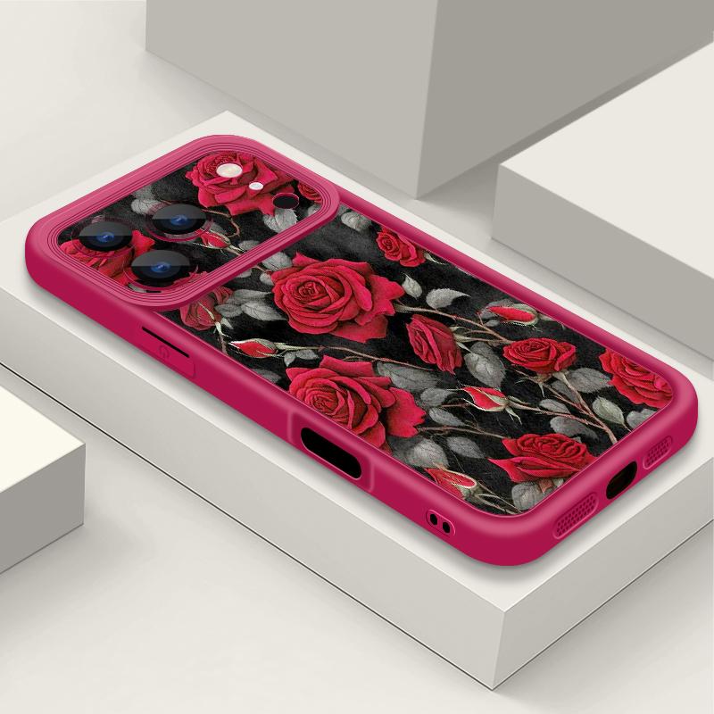 Мягкий ТПУ Чехол для Телефона Для iPhone 17 Pro 15 16 Pro Max 14 13 Pro Max 16e 17e Ударопрочный Красная Роза Конфетный Цвет Силиконовая Задняя Крышка