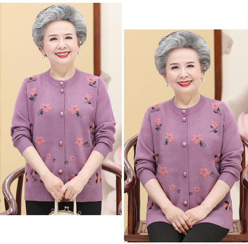 Женский свитер среднего и пожилого возраста, вязаный кардиган, платье для матери, бархатное утепленное бабушкиное теплое пальто, осенние и зимние топы