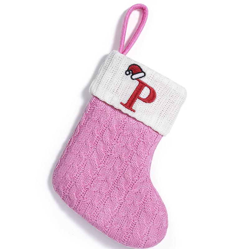 3d Pendant Gift Bag Letter Embroidered Gift Pendant Christmas Tree Decoration Pink Christmas Socks