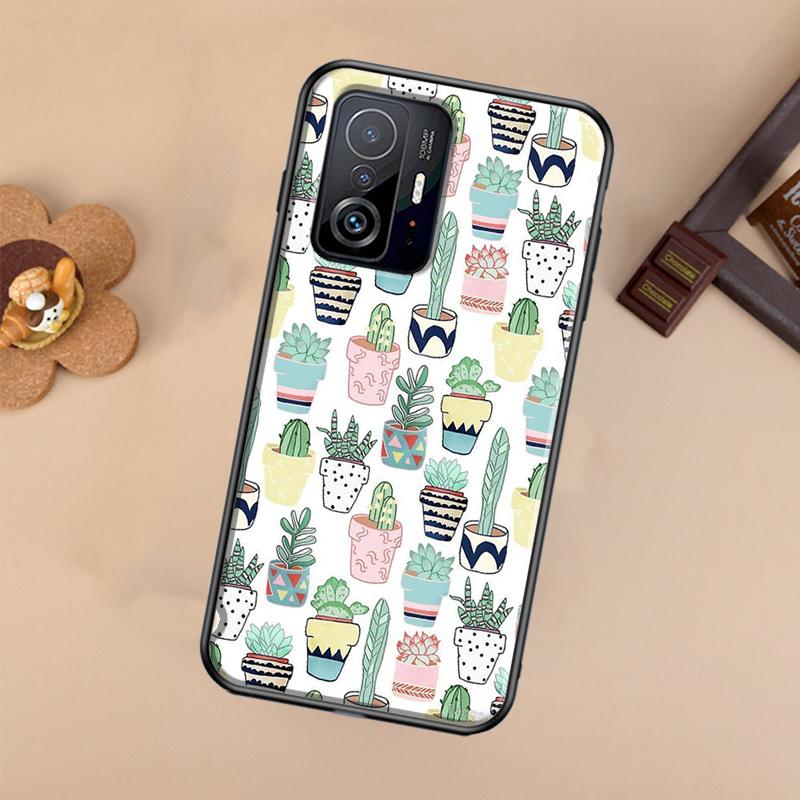 Милый Чехол-Горшок с Кактусом Для Xiaomi POCO X7 Pro X3 X5 X6 F3 F5 F6 M6 Pro 11T 12T 13T 14T Pro 13 14 Ultra