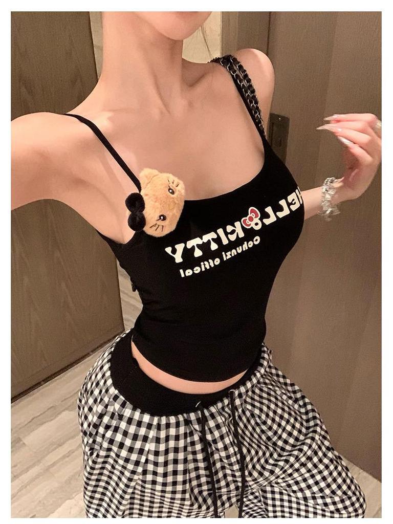 Американский ретро женский утягивающий милый топ-майка с надписью