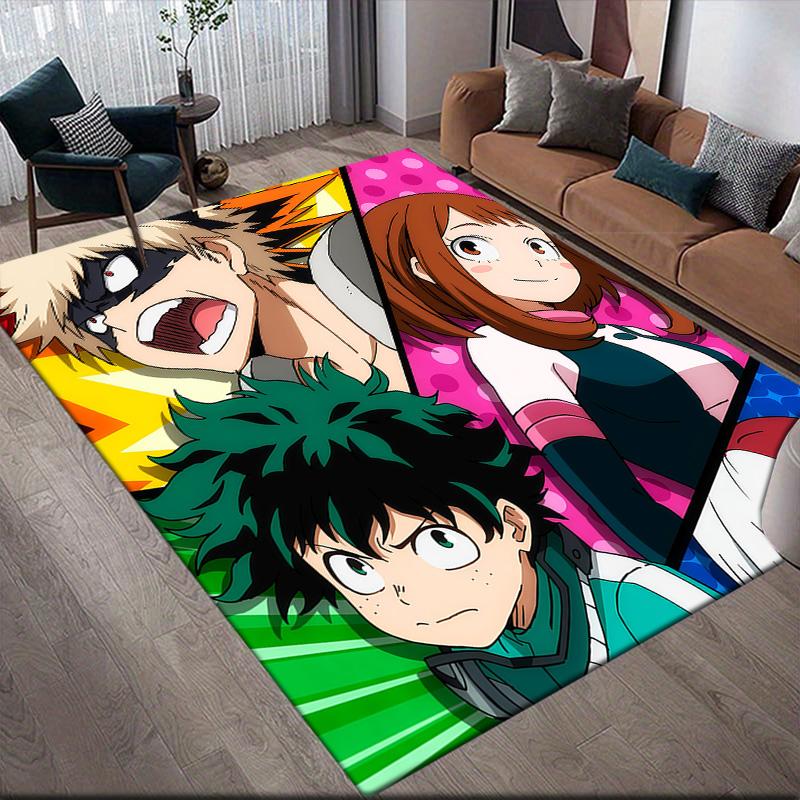 Противоскользящий коврик для пола My Hero Academia Тема Мидории, Прямоугольный ковер для домашней игровой комнаты и гостиной