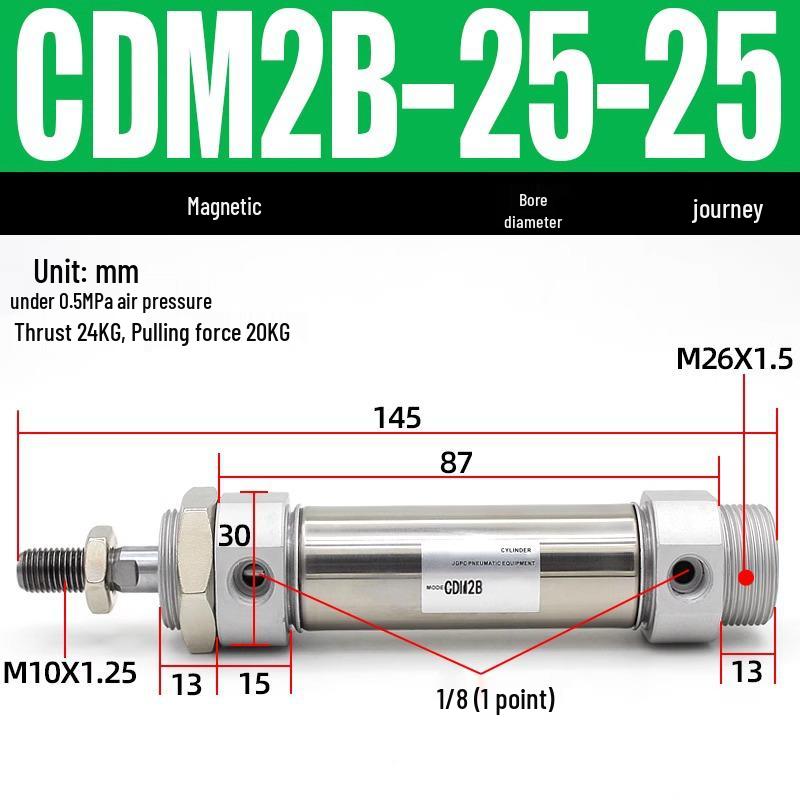 Миниатюрный пневматический цилиндр из нержавеющей стали CDM2B20/25/32/40*100X25-50-75-125-200