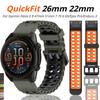 QuickFit 22mm 26mm Fenix8 Watch Band For Garmin Fenix E 8 47mm 51mm 7 7X 6 6X/Epix Pro/Enduro 3 Two-Tone Silicone Strap Bracelet