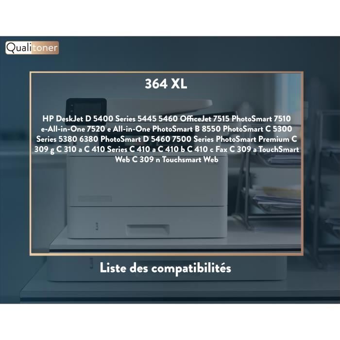 QUALITONER - 6 Совместимый картридж для HP 364 XL 364XL Черный (х2) + Голубой + Пурпурный + Желтый + Фото Черный для HP DeskJet D 5400 Series