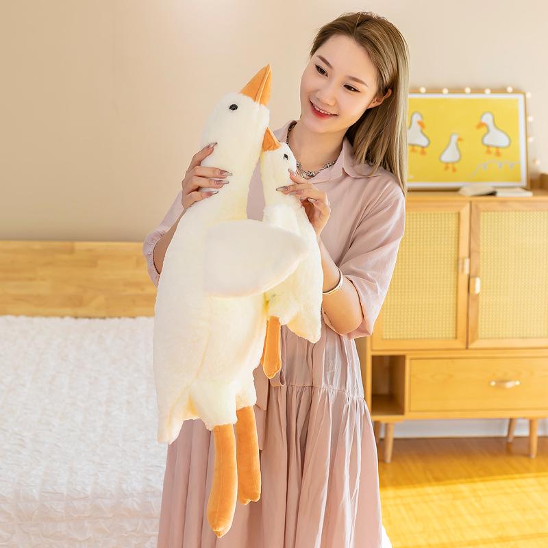 Большая белая плюшевая подушка-гусь - Милая кукла для сна и подарок на день рождения для девочек