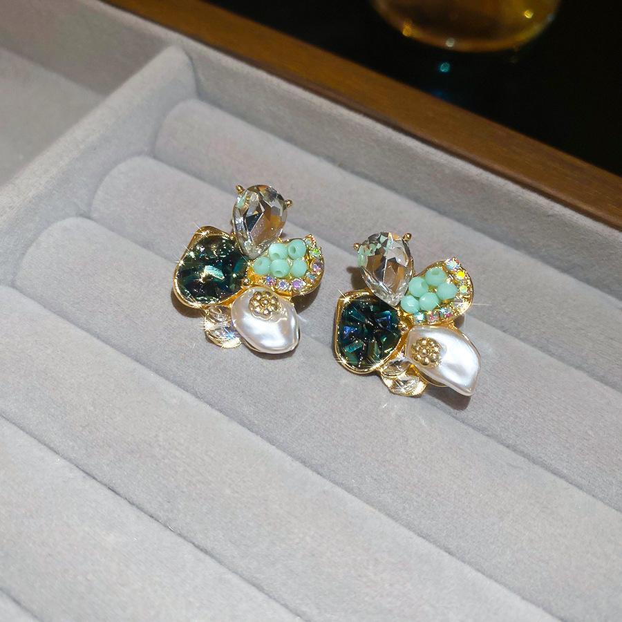 Silver Needle Monet Garden Drip Earrings French Court Style Exquisite Stud Earrings Design Sense Niche Light Luxury Earrings