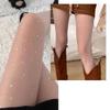Summer Thin White Sheer Pantyhose with Bling - Bling Sequins, Sparkles, Sexy Star - Shaped Rhinestones for Girls and Baddies