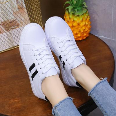 Модная осенняя спортивная обувь для девочек, женские кожаные кроссовки в полоску, белые теннисные кроссовки, кеды Ulzzang