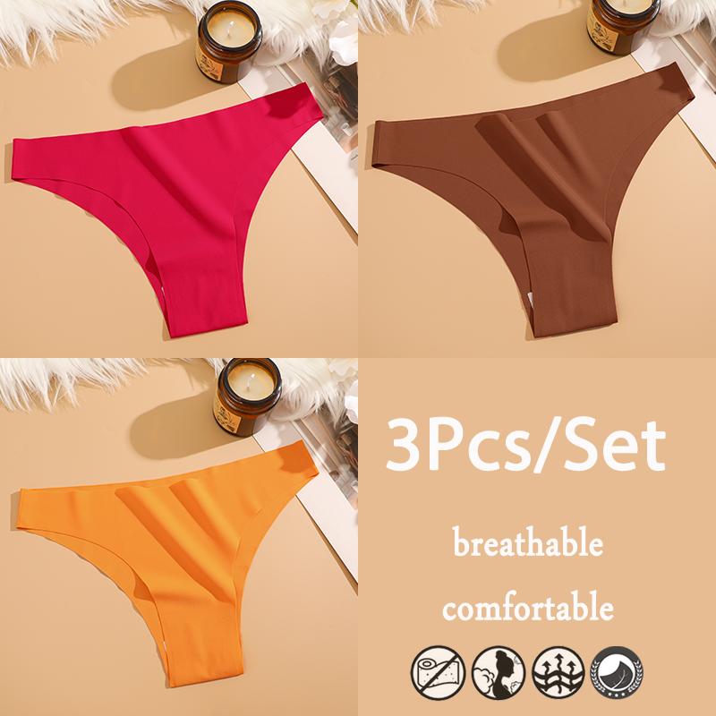 FINETOO 3 шт./компл. бесшовное нижнее белье из ледяного шелка с низкой талией бразильские трусы дышащее высокоэластичное нижнее белье трусики