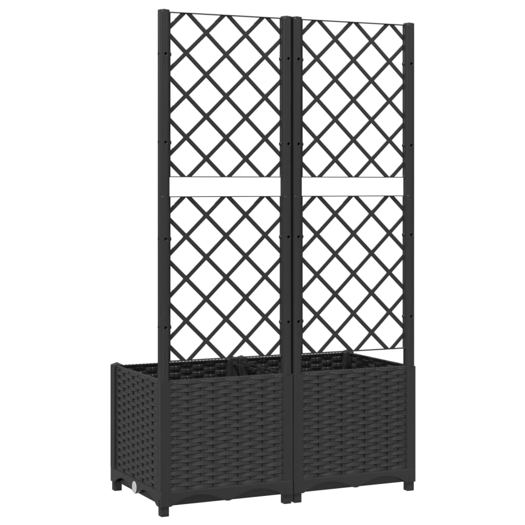 Vidaxl Donica Ogrodowa Z Kratką, Czarna, 80X40X136 Cm, Pp