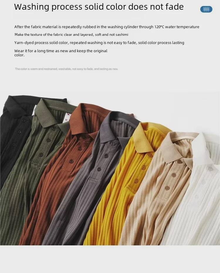 2024 Трендовая мужская однотонная рубашка поло - Летняя мода в японском стиле