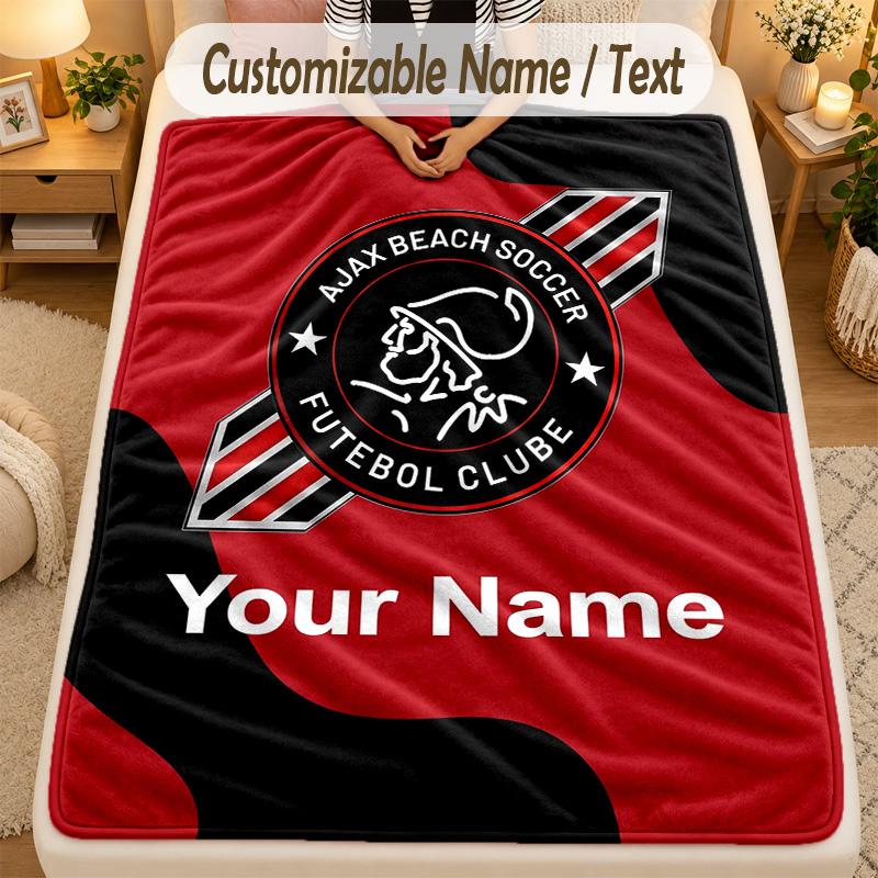 Flannel BlanketAjax Amsterdam Custom Name Text Personalized Soft Warm Throw Blanket Home Decor Gift