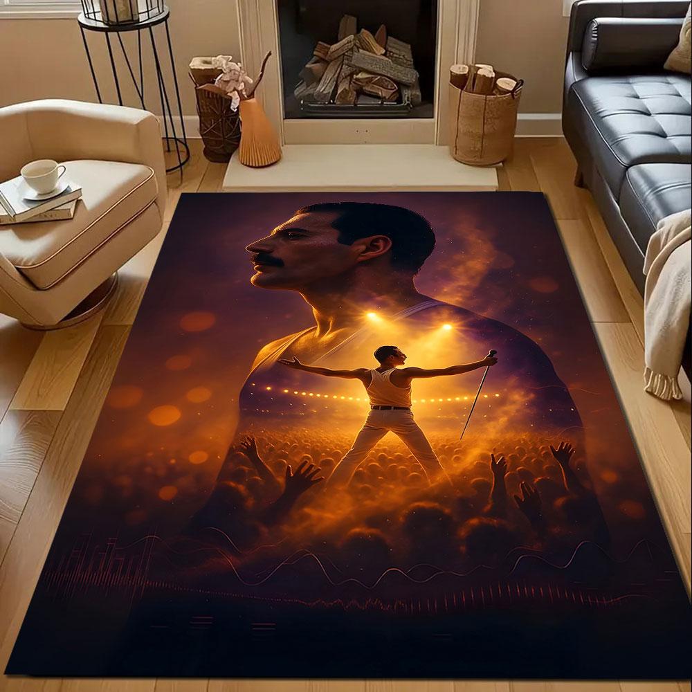 "Rock Star Silhouette with Concert Lights" Patterned carpet, non slip mat suitable for living room and bedroom sofas