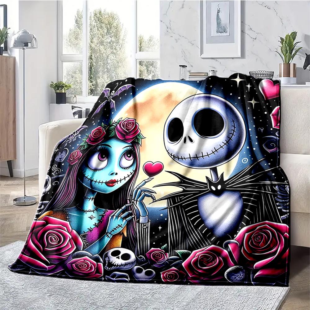 The Nightmare Before Christmas Theme Printed Blanket - Perfect for Couch, Bed, Travel & Outdoor Use | Machine Washable, Cozy & Durable.