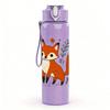 1PC Floral Wreath Fox 750ml Color Plastic Sports Water Bottle Leakproof Flip Straw Lid Suitable for Sports Office Home Use