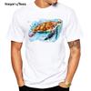Funny Watercolor Animal T Shirt For Men Top  T-shirt Casual Tops Streetwear Tee Watercolor Sea Turtle Print Men Tshirt