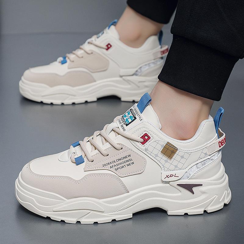 Новая весенняя мужская обувь Модная повседневная обувь Мужская спортивная обувь Трендовая универсальная кожаная обувь на толстой подошве