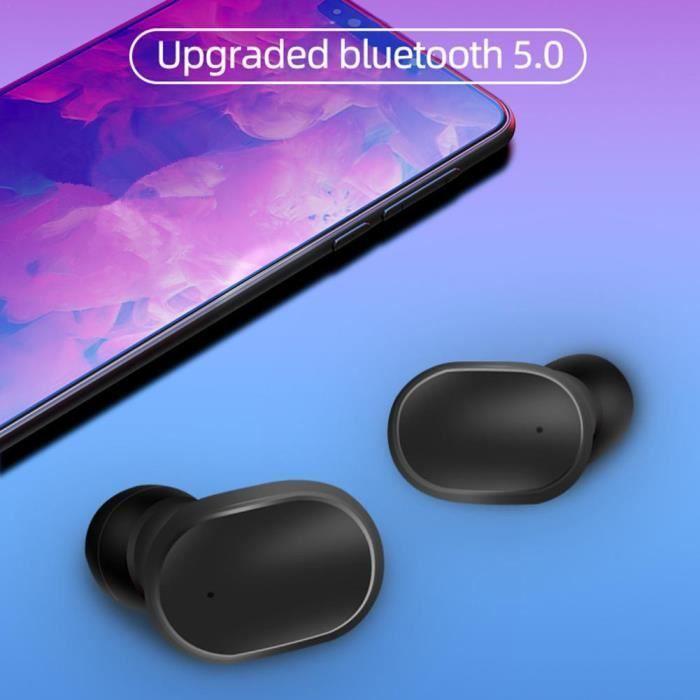 A6S TWS Bluetooth Earbuds for Redmi Airdots Wireless Headphones 5.0 Noise Cancelling Headset Mic for Xiaomi iPhone Huawei Samsung Black