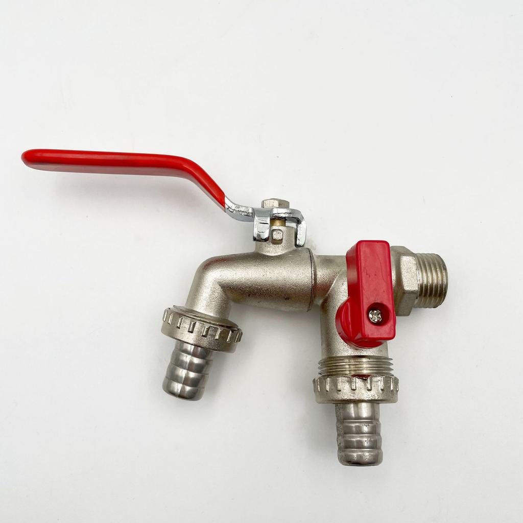1/2'' Double Head Water Faucet Garden Irrigation Garden Watering Valve Switch Washing Machine Accessory Thread Alloy Sink Tap