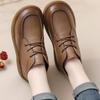 First layer cowhide winter muffin platform short boots retro boots mother shoes rubber sole velvet warm fashion