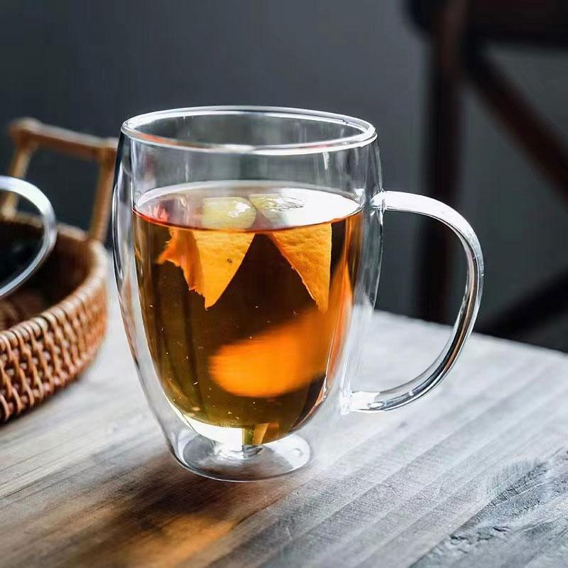 2pcs Double Bottom Wall Glass Coffee Cup Transparent Heat-resistant Water Cup Premium Mocha Latte Mugs Wedding Christmas Gift