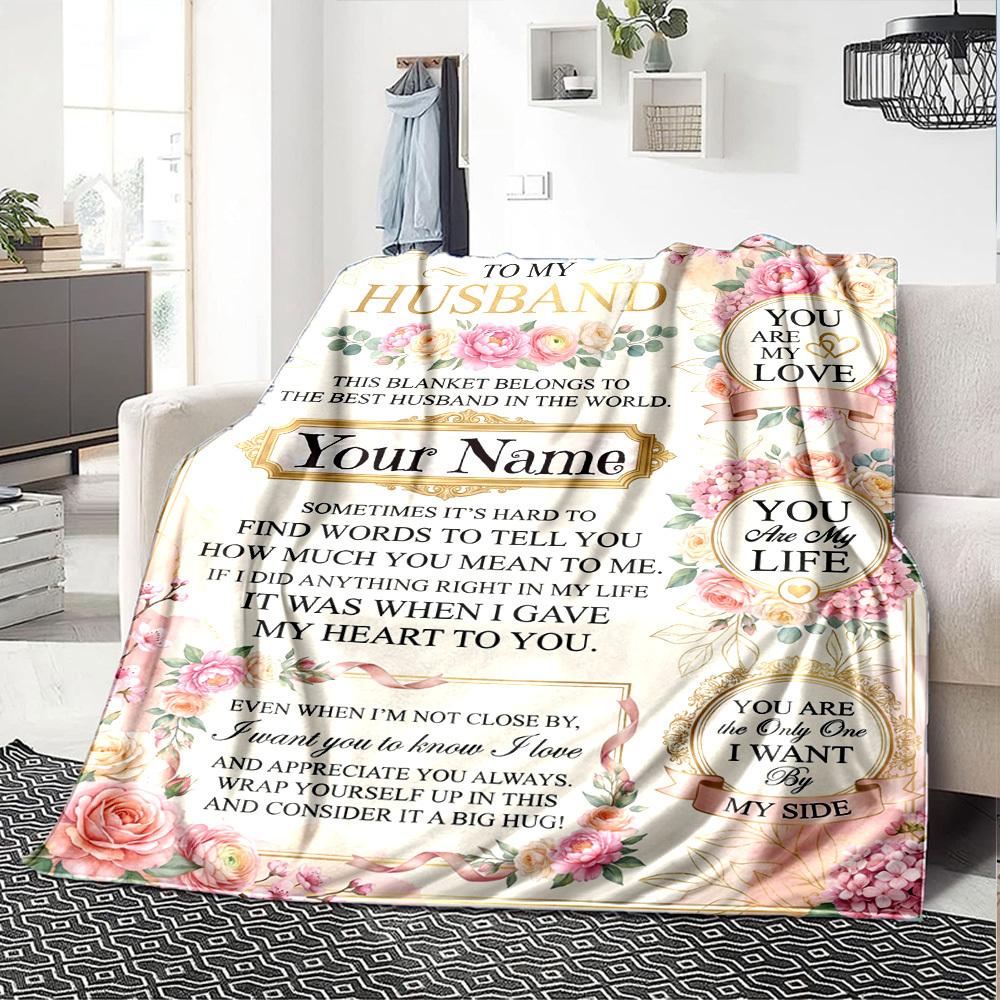 Love Letter Husband Customize Your Name Blanket Warm Comfortable And Soft Blankets Are Suitable For Home Lunch Break Blanket Office Sofa Sofa Gift To