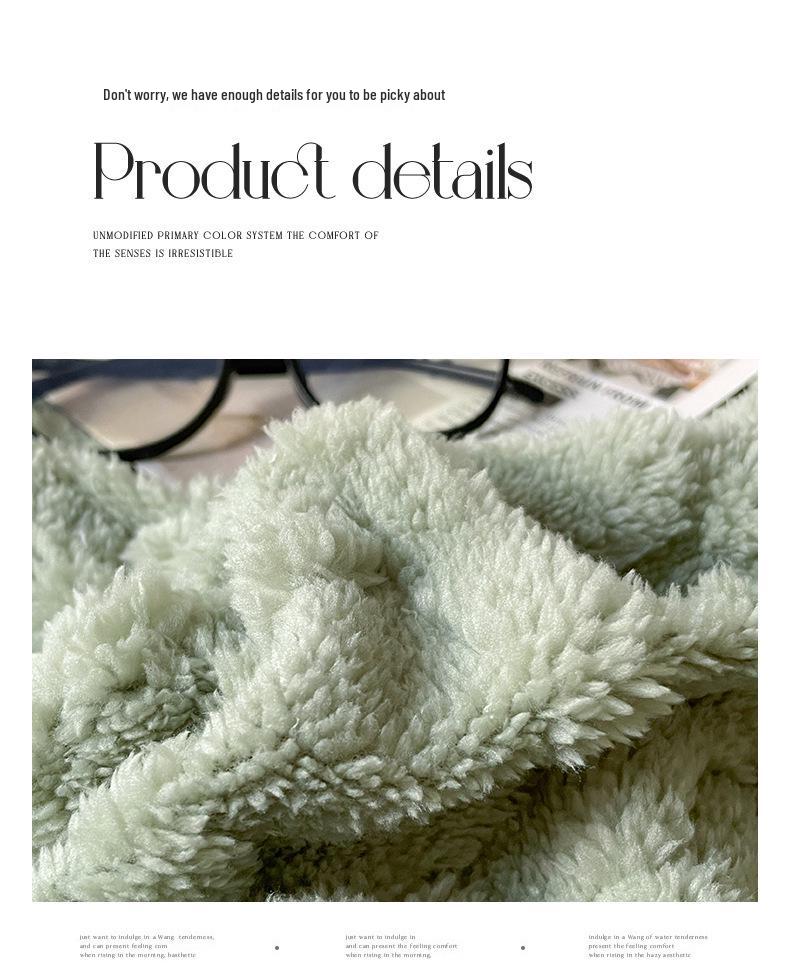 Толстое Теплое Одеяло из Тафты и Овечьей Шерсти, Однотонное, Простой Жаккардовый Дизайн, Многофункциональное Одеяло для Сна