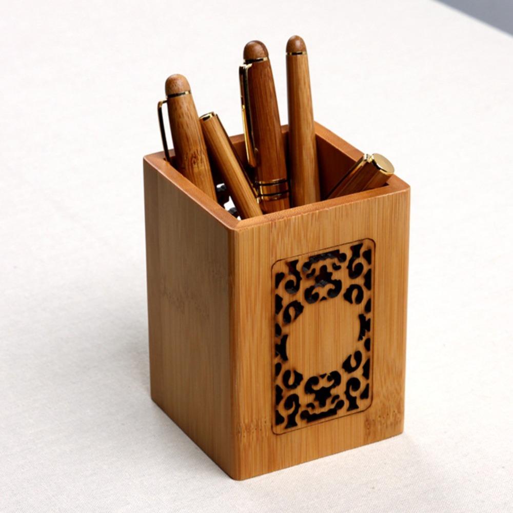Classical Bamboo Pen Holder Chinese Style Bamboo Stick Tube Stationery Storage Tube  Office