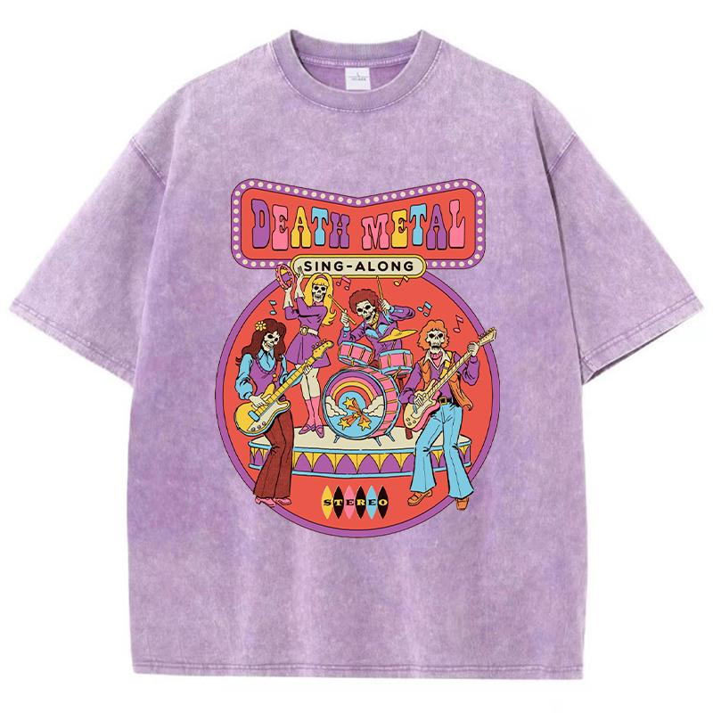 Футболки с принтом Death Metal для женщин, стираные, дышащие, летние, крутые, с коротким рукавом, мягкие, свободные, с принтом Distress, для женщин