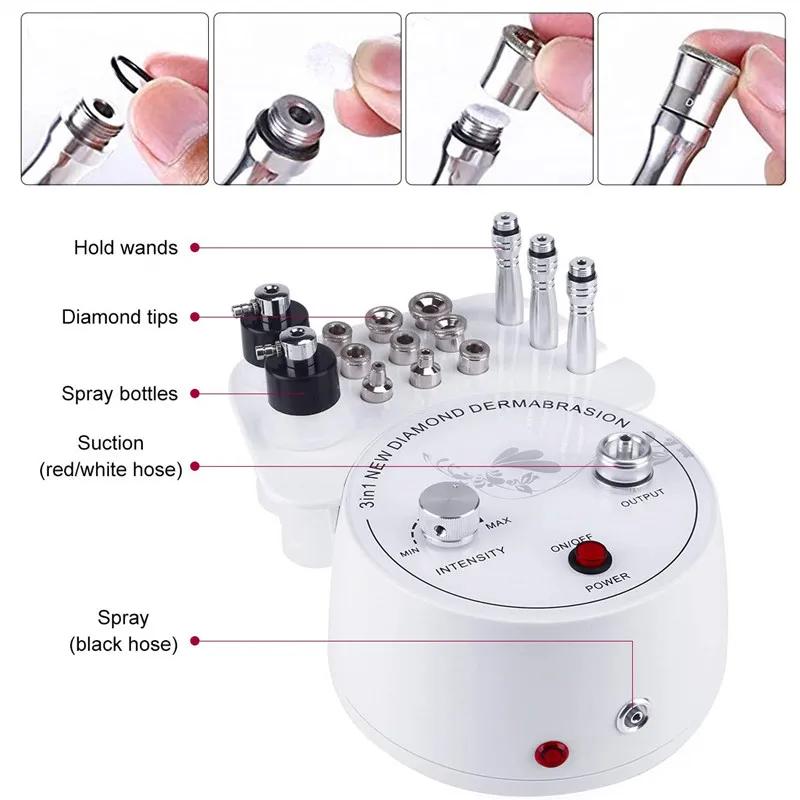Алмазный бьюти-аппарат 3 в 1 Машина для отшелушивания лица Инструмент для ухода за кожей для домашнего спа с функцией спрея