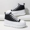 Women Lace-Up Front High Top Flatform Canvas Shoes Fashion Casual Comfortable Height Increasing Sneakers Shoes for Women