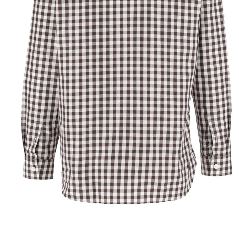 Burberry FW23 Mens Letter Stripe Check Print Single-Breasted Casual Shirt Brown 80708671