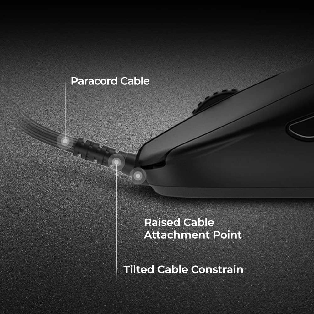 BenQ Zowie Symmetrical Gaming Mouse for Esports Lightweight Paracord Cable 24 Step Scroll Wheel for More Personal Preference Driverless Matte Black