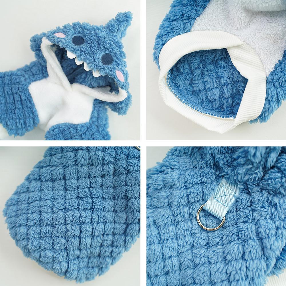 Милая плюшевая толстая одежда для собак и кошек Shark превращается в забавную плюшевую одежду для собак среднего размера из хлопка на осень/зиму