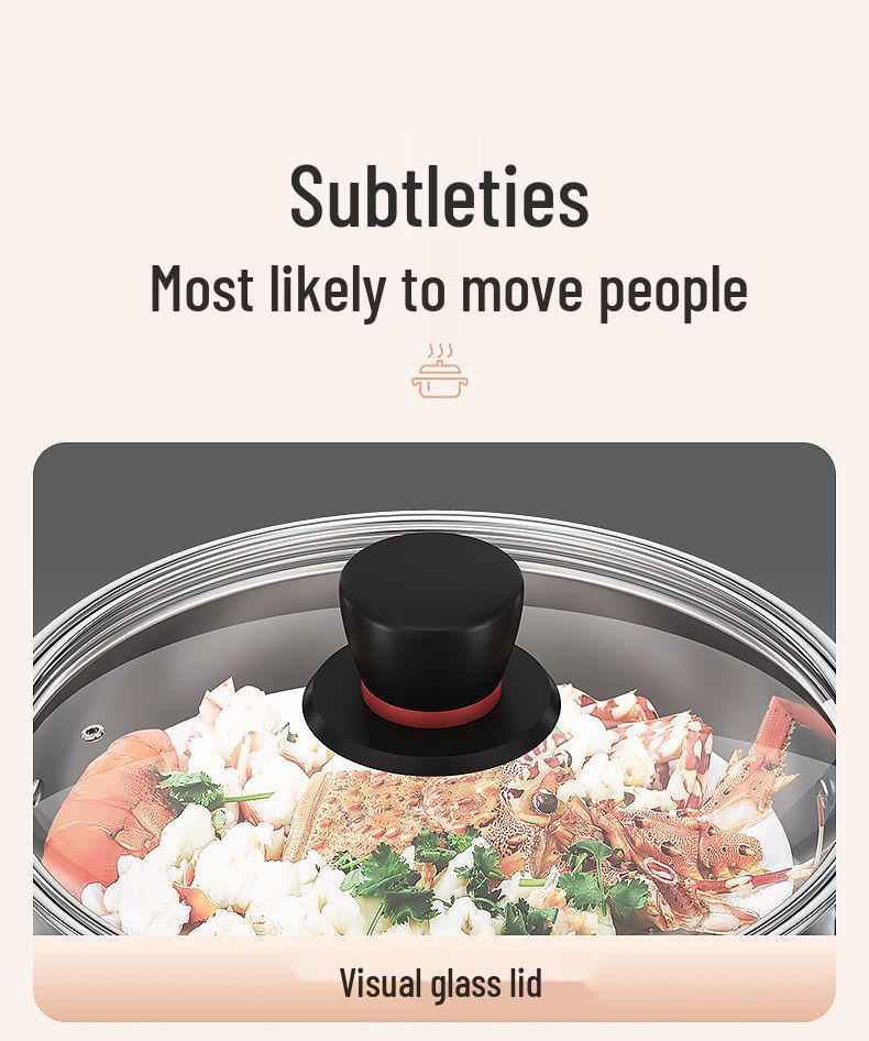 Qiaofangchu 304 Stainless Steel Steamer Pot: Thickened for Cooking Noodles, Soup, and Milk On Induction and Gas Stoves.