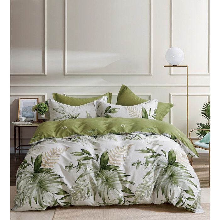 Parure de couette "Imprimé double face" percale de coton peigné 80 fils/cm² pour lit 140 à 160