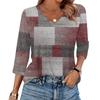 Women's T Shirt Print 3/4 Sleeve Daily Weekend Fashion Basic V- Neck Regular Top