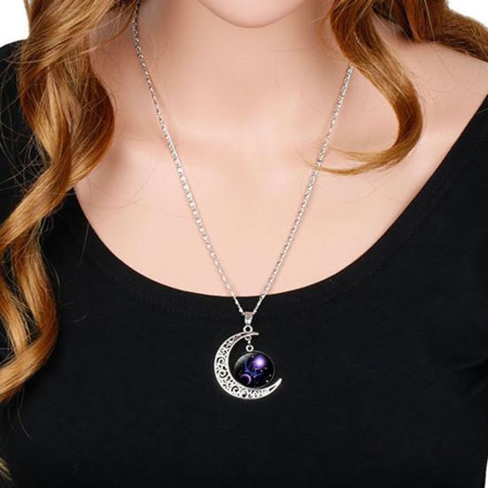 Женское ожерелье с элегантным кулоном в виде Луны и 12 знаков зодиака, из сплава с гальваническим покрытием, на День святого Валентина