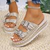 Женские шлепанцы на толстой подошве большого размера, с открытым носком, на плетеной подошве из пеньковой веревки, модные сандалии на перемычке для женщин