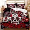 3D Skull Head Pattern Fashion Home Bedding Single Double Bed Full Size Pillowcase and Quilt Cover 2/3 Pieces of Microfiber Home Decoration