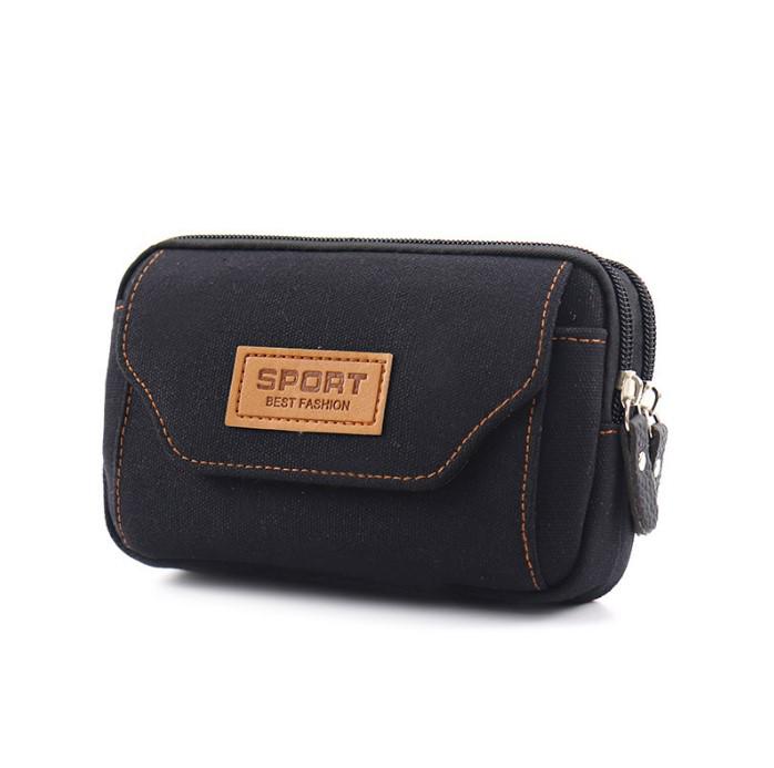 Мужская кожаная и холщовая многофункциональная поясная сумка для строительных площадок